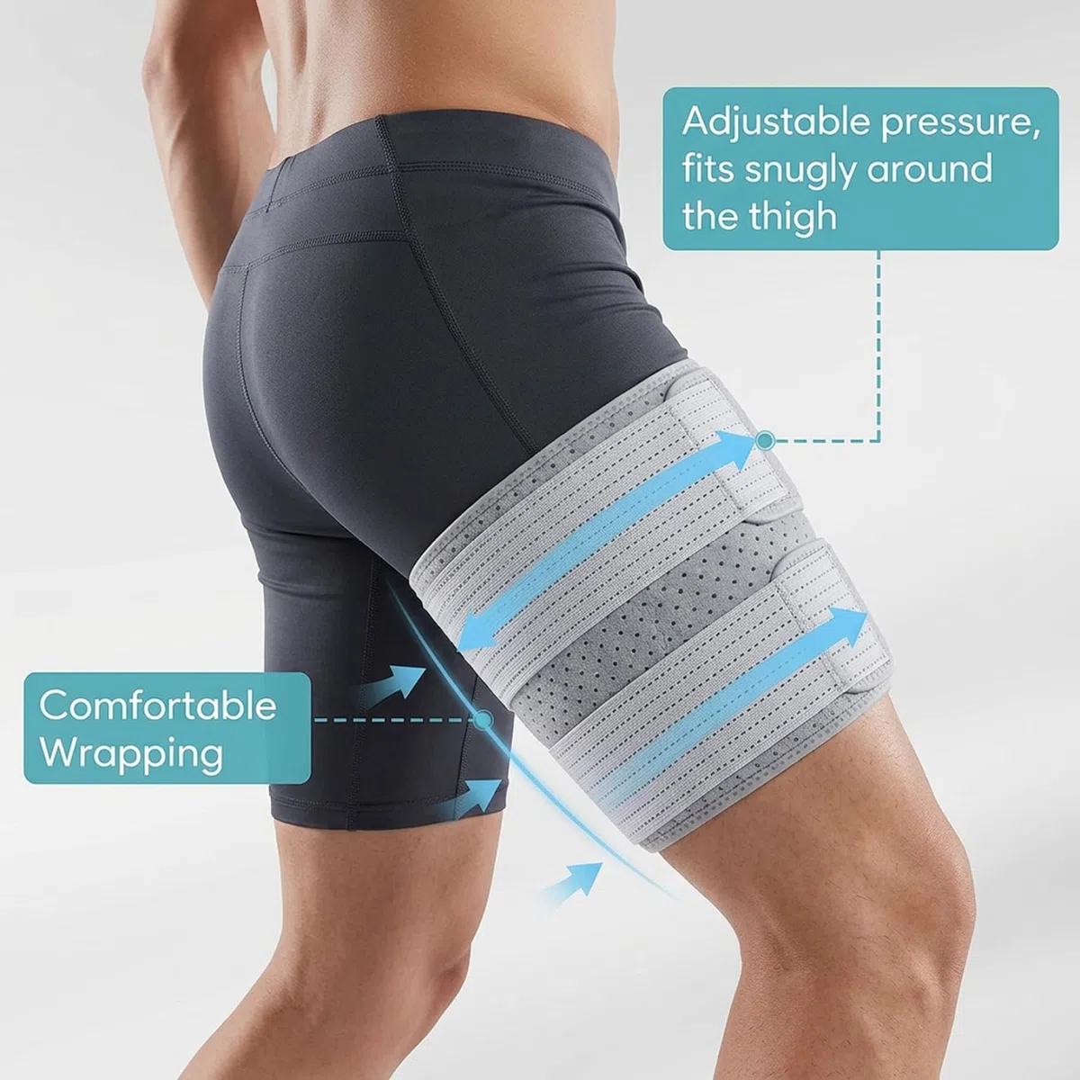 Soporte de Cadera - Soporte de Cadera - de Compresión Ajustable para Alivio de la Ciática, para Hombres y Mujeres, Gris, Derecha