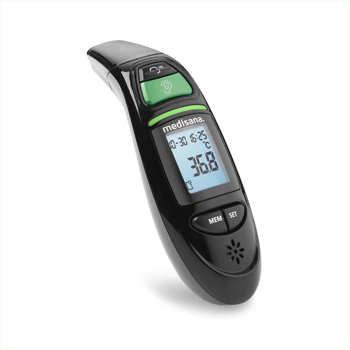 medisana TM 750 negro termómetro clínico digital 6 en 1 termómetro de oído para bebés, niños y adultos, termómetro de frente con alarma visual de fiebre y función de memoria