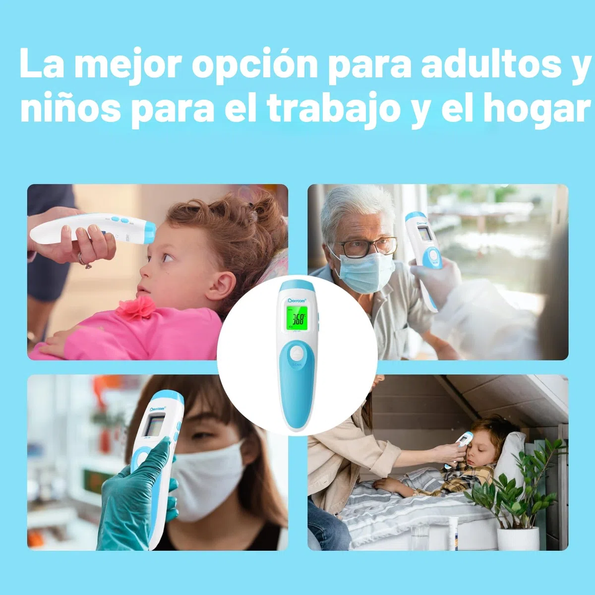 Berrcom Termómetro Digital Termómetro Frente Infrarrojo sin Contacto Termómetro Bebés, Médico Termometros pantalla Retroiluminada de Temperatura de Lectura Instantánea