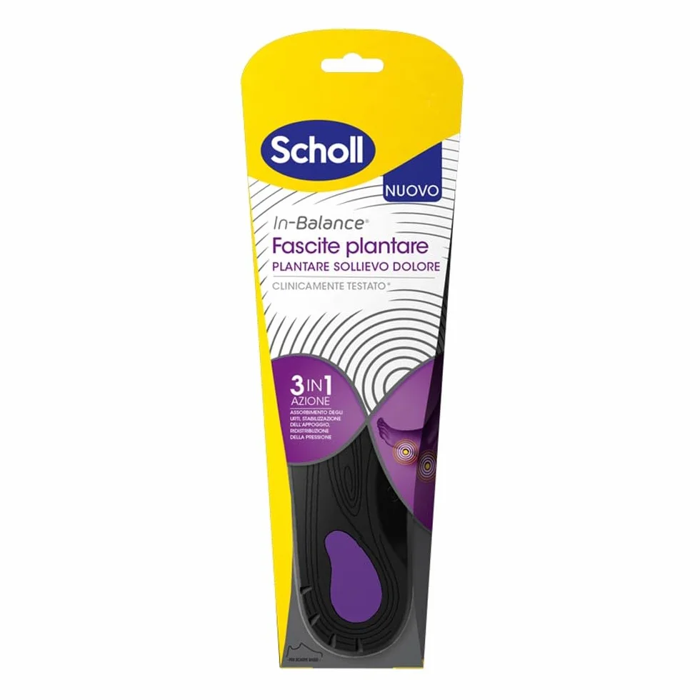 Scholl In-Balance - Plantilla para aliviar el dolor de fascitis plantar, plantillas con arco plantar reforzado y soporte en el talón para aliviar el dolor, talla L (42,5-45), 1 par, hombre y mujer