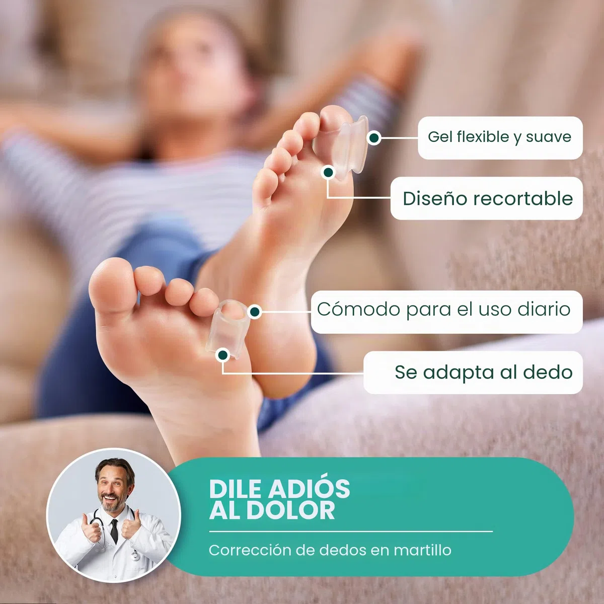 Welnove Corrector de dedos en martillo, enderezador de dedos rizados, dedos rotos, corrector de juanetes para mujeres y hombres, 3 tamaños diferentes (transparente)