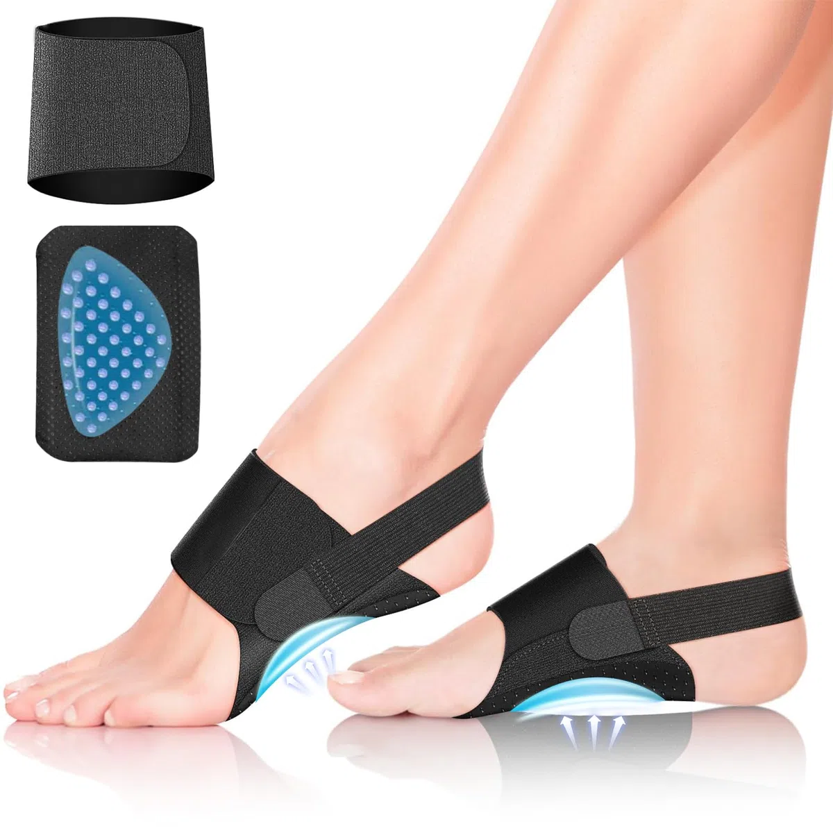 Ajustable Arco Para Soporte: con Gel Compresion Almohadilla de Aliviar Plantar Fascitis Dolor Hombre Mujer