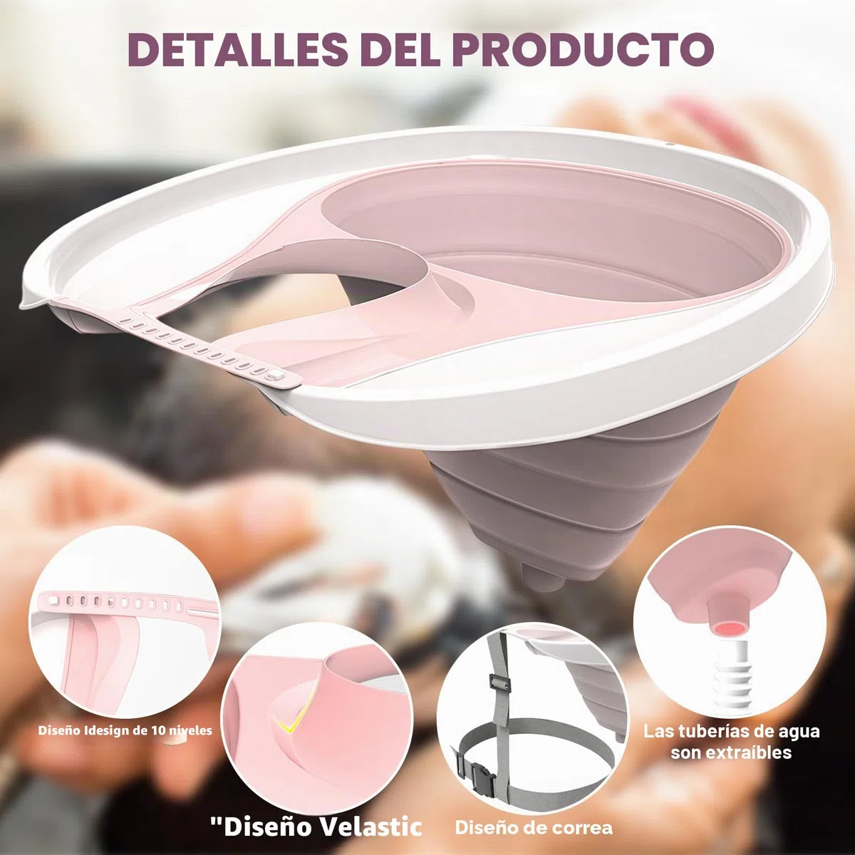 Lavabo de pelo para postrado en cama, lavamanos de pelo plegable, lavacabezas portátil para postrados en cama, lavado de pelo en la cama para mujeres embarazadas y personas con cepillo de