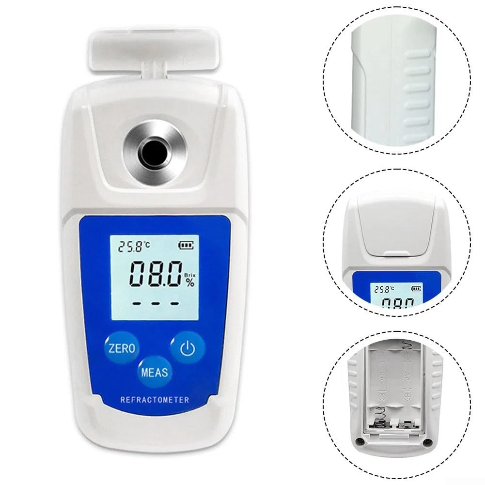Medidor digital de azúcar con rango de 0-32% y 0-55%, probador de azúcar de alimentos impermeable con compensación automática para uso en la industria de alimentos y bebidas (0-55%)