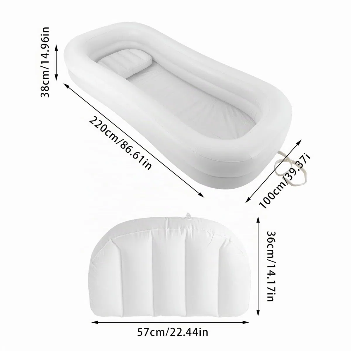 Juego de bañera de ducha inflable médica, sistema de ducha portátil junto a la cama con bomba, ayuda de baño simple en la cama para discapacitados/personas mayores (220 x 100 cm)