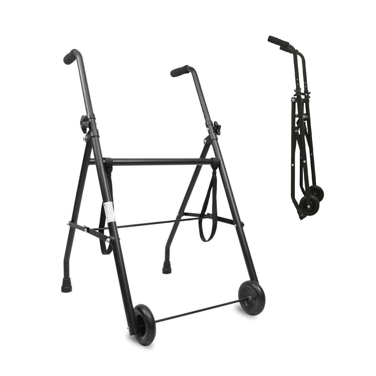Andador para Ancianos Plegable 2 Ruedas, Aluminio Ligero, Personas Mayores, Negro