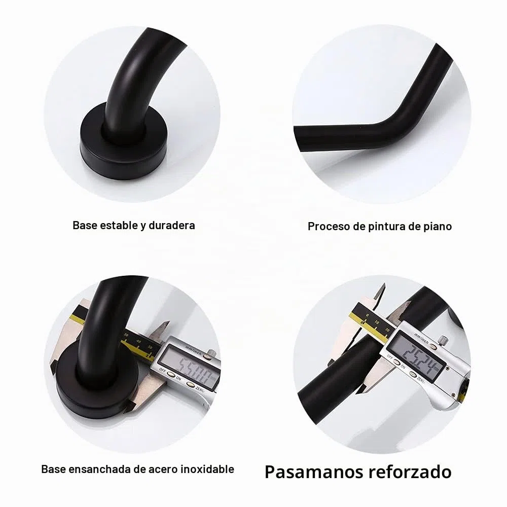 Asa de Seguridad para Baño Barra Soporte Ducha Acero Inoxidable Toallero de Ducha de Antideslizante Soporte Asidero de Ducha para Barandas para Ancianos y Niños, Negro