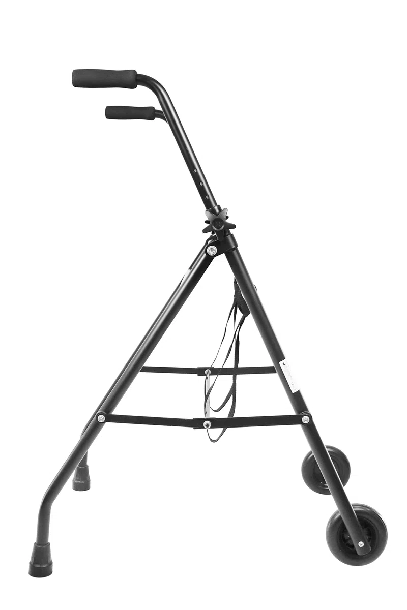 Andador para Ancianos Plegable 2 Ruedas, Aluminio Ligero, Personas Mayores, Negro