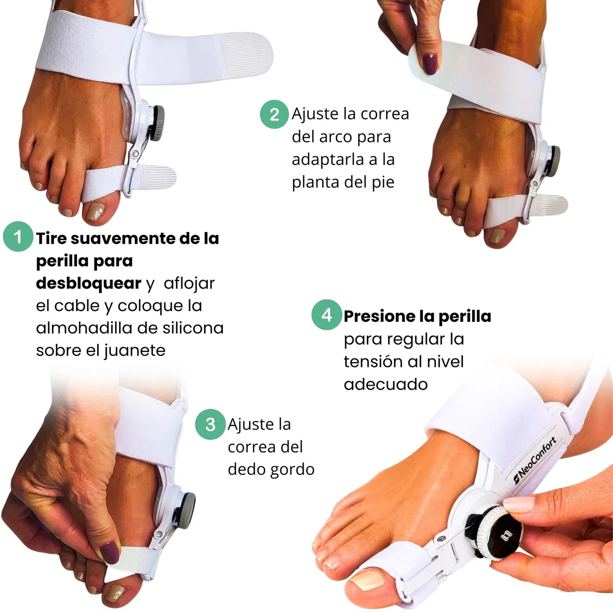 Corrector de Juanetes Separador Dedos Pie, Férula Hallux Valgus Ajustable, Alineación Progresiva, Uso en Casa, Material Transpirable 0% BPA (1 Unidad)