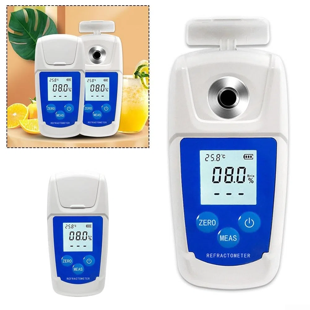 Medidor digital de azúcar con rango de 0-32% y 0-55%, probador de azúcar de alimentos impermeable con compensación automática para uso en la industria de alimentos y bebidas (0-55%)