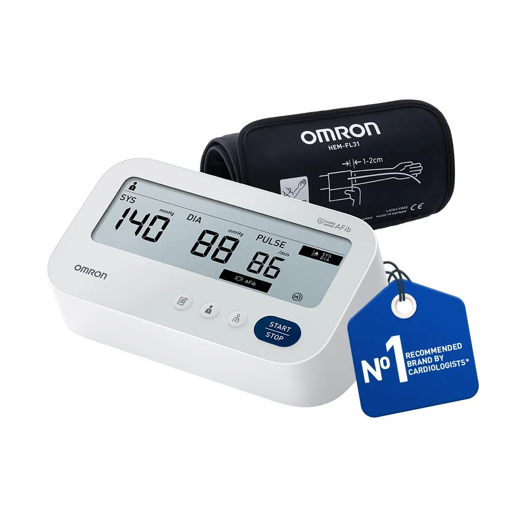 OMRON X3 Comfort AFib - Tensiómetro de brazo automático - Con detección de fibrilación auricular e indicador de hipertensión - Validado clínicamente - Diabetes y embarazo - Garantía 5 años - 22-42 cm