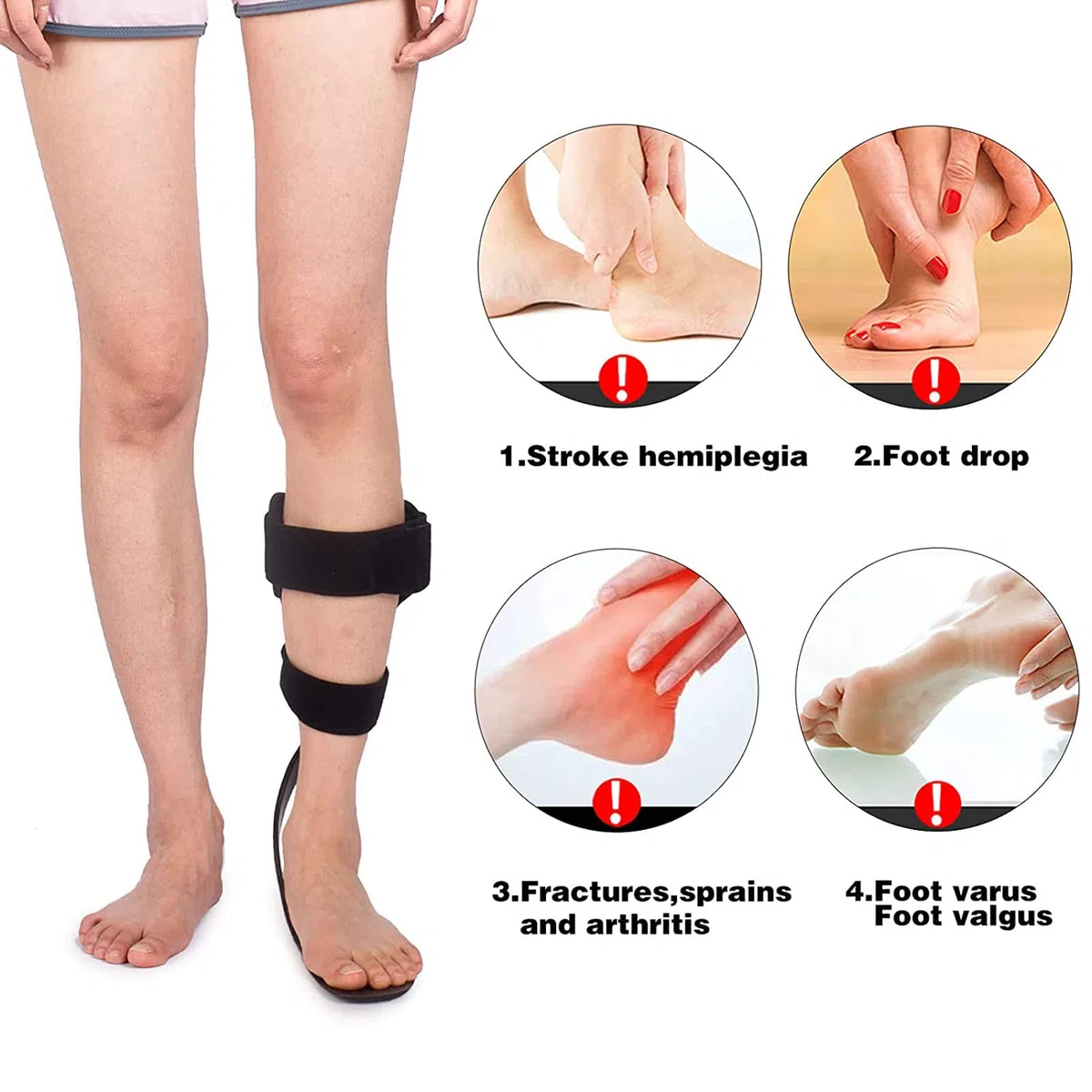 Soporte de fibra de carbono AFO para pie caído, accidente cerebrovascular, hemiplejia, ortesis de tobillo, CVA, MS, soporte de asistencia para la marcha
