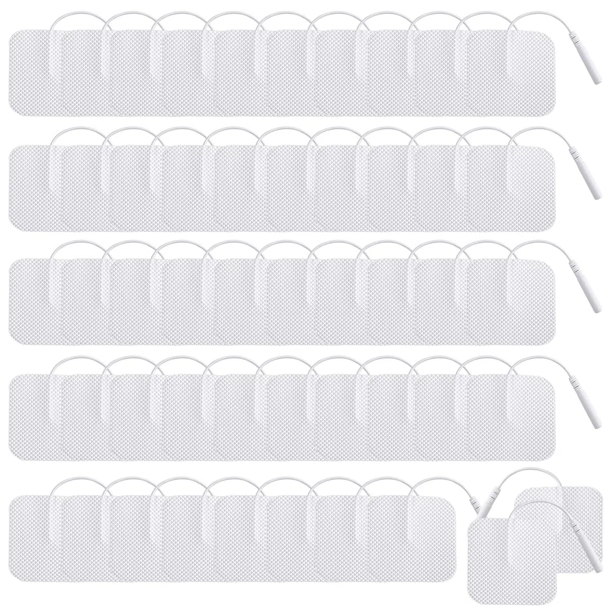 50 almohadillas de electrodos Tens-EMS de 40 x 40 mm, autoadhesivas, reutilizables, para electroestimuladores, para aliviar los músculos, la espalda y las articulaciones