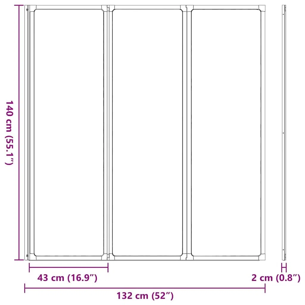 Pantalla de Ducha Bañera Pared de Ducha Pantalla de Vapor 141 x 132 cm 3 Paneles Plegables