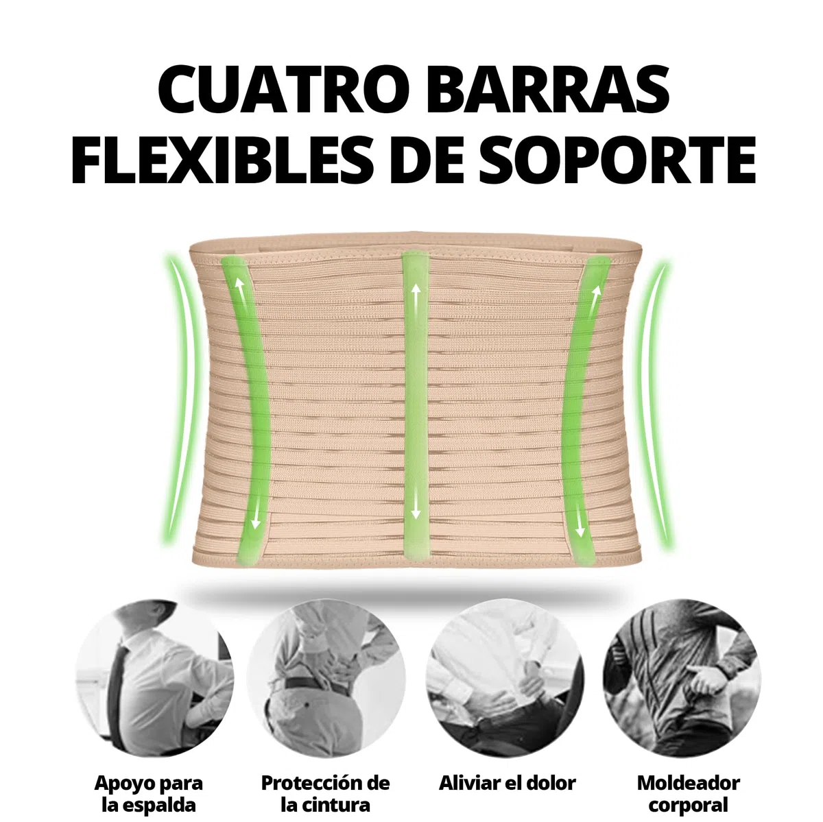 Channo Faja Lumbar Hombre y Mujer: Soporte de Espalda Columna y Alivio Dolor para Lesiones Trabajo Carga de Peso - Cinturón para Lumbares con Velcro Ajuste Doble y Varillas (Pack de 1 Vison XL)