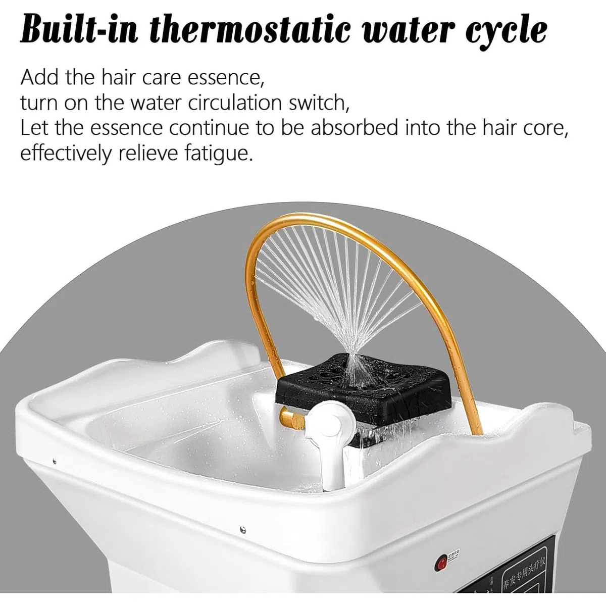 Cuenco de champú para peluquería, equipo de spa para la cabeza, con depósito de almacenamiento de agua de 60 L, doble control de circulación de agua, para salones y spas mesa de masaje