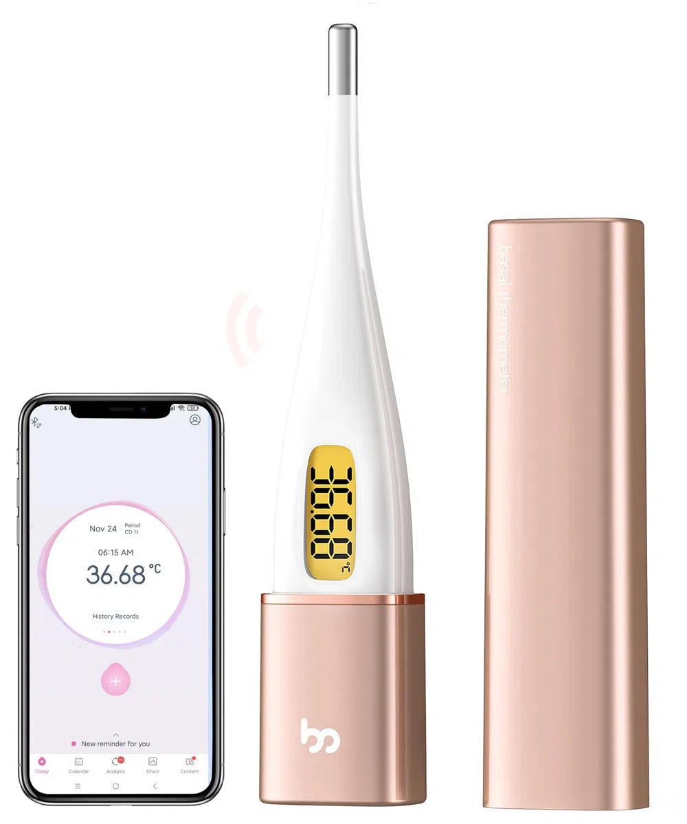 Femometer Vinca II - Termómetro basal digital Bluetooth con aplicación inteligente (iOS y Android) para control de ciclo de ovulación, color dorado