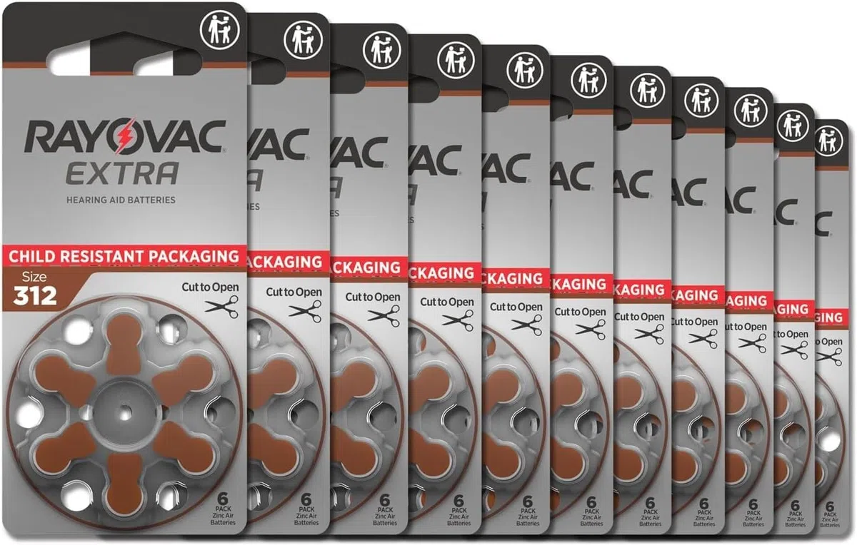 60 x Rayovac Extra 312 Hörgerätebatterien Sparpack