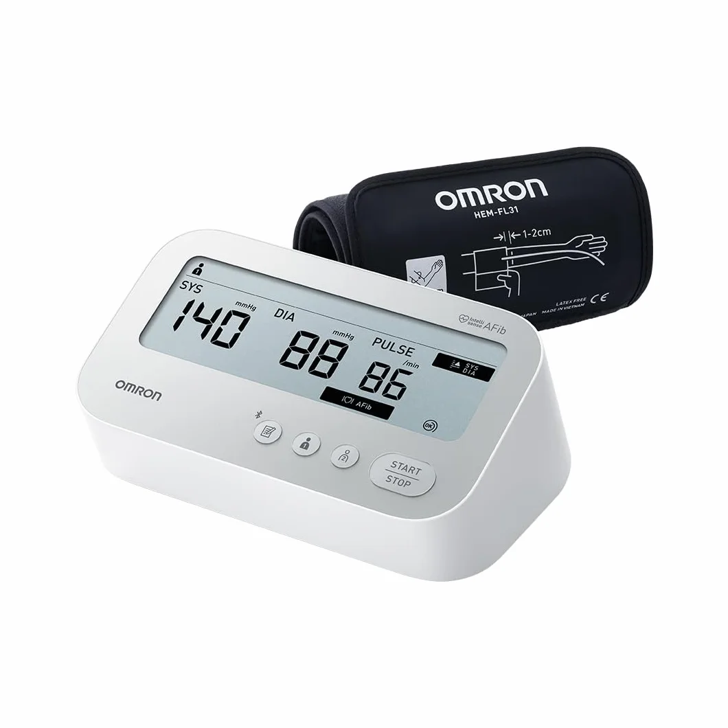 OMRON X4 Connect AFib Tensiómetro de brazo Detección fibrilación auricular Bluetooth App OMRON connect Validado clínicamente 22-42 cm