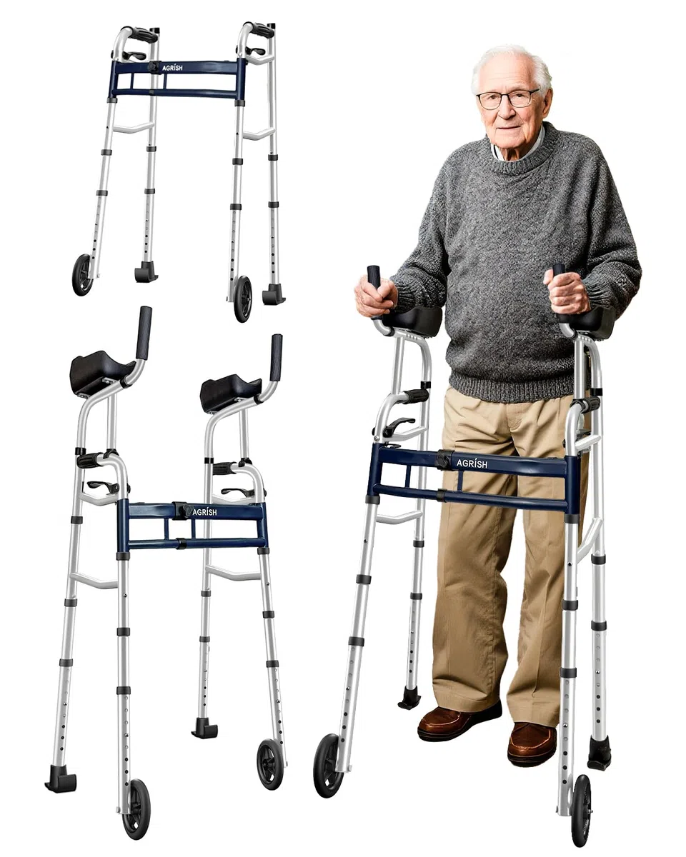 Andador Vertical Estrecho para Espacios Reducidos, Anchura 5 Niveles Altura 10 Niveles Regulable, Tacataca Plegable para Puertas Angostas, Caminadores Ligeros para Ancianos Mayores