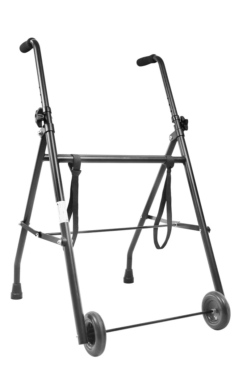 Andador para Ancianos Plegable 2 Ruedas, Aluminio Ligero, Personas Mayores, Negro