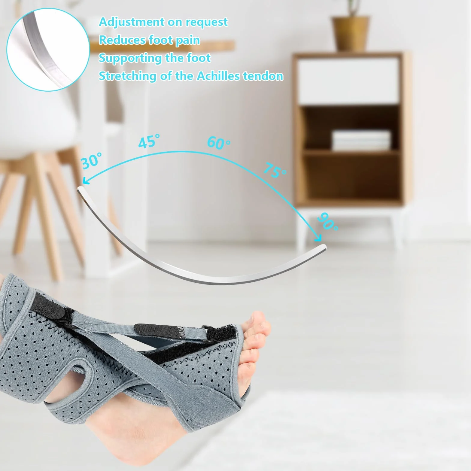 FéRula Nocturna Para Fascitis Plantar Correas Ajustables Fascitis Plantar FéRula Nocturna TalóN Alivio Del Dolor Alivio Del Dolor Tendinitis De Aquiles Vendaje (Gris)