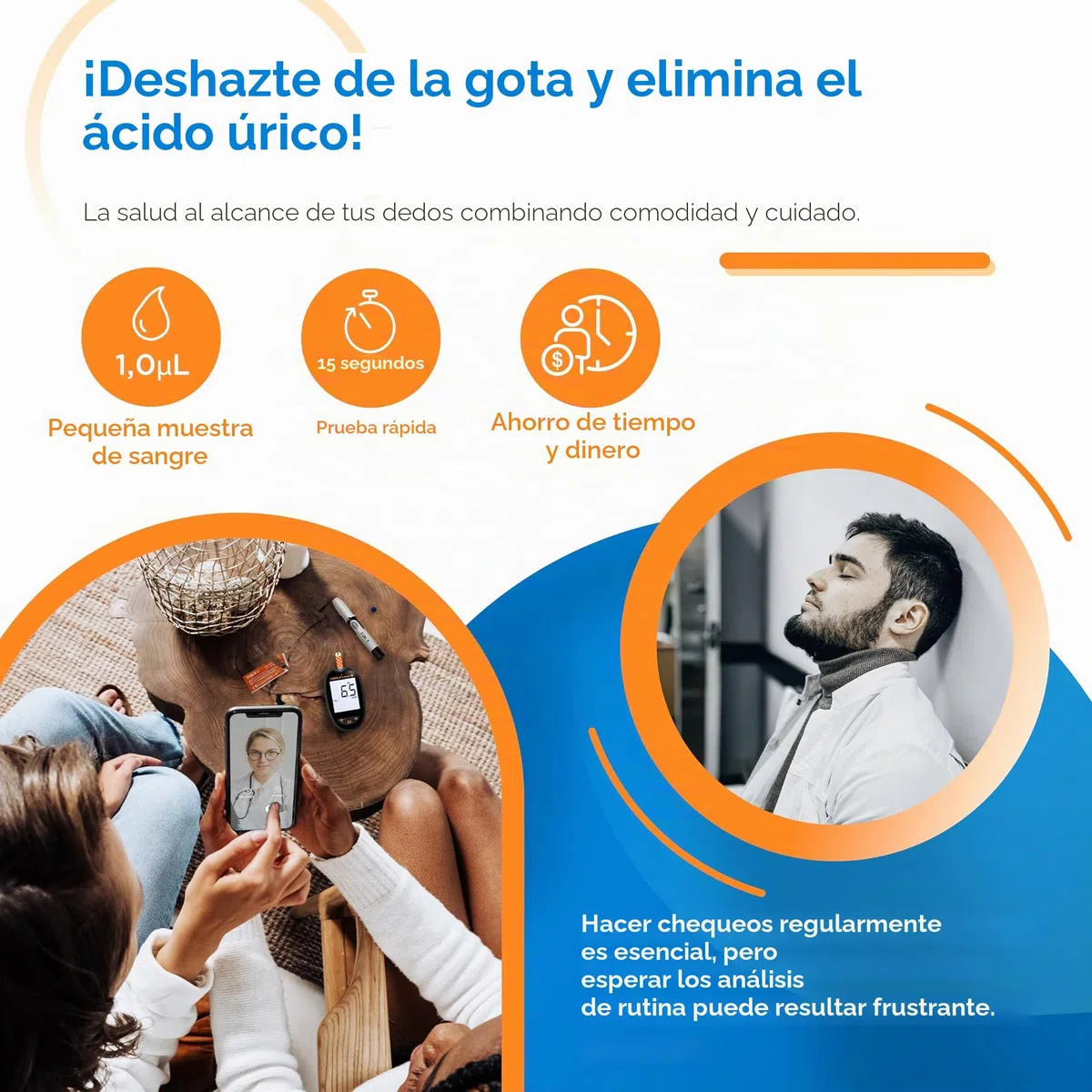Medidor de ácido úrico FORA con 10 tiras de prueba incluidas 10 ayudas para punción en el paquete