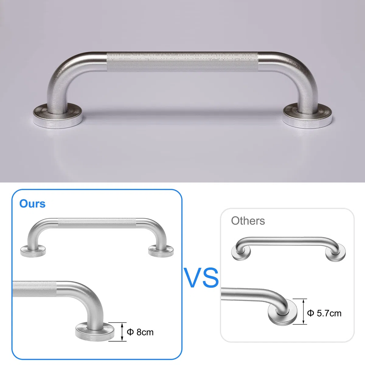 Agarrador Ducha Personas Mayores, 40CM Ø32MM Acero Inoxidable 304, Carga Hasta 200Kg, para Baños, Pasillo, Bañera, Escaleras, Decuado para Ancianos, Niños, Mujeres Embarazadas, Discapacitados
