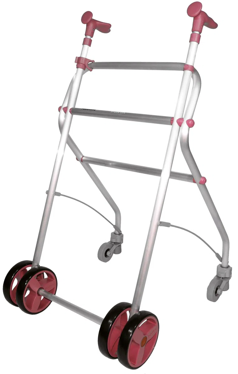 Forta - Andador Rollatino, Andador para ancianos, Frenos por presión, Andador Plegable, Peso máximo 100 kg, Coral