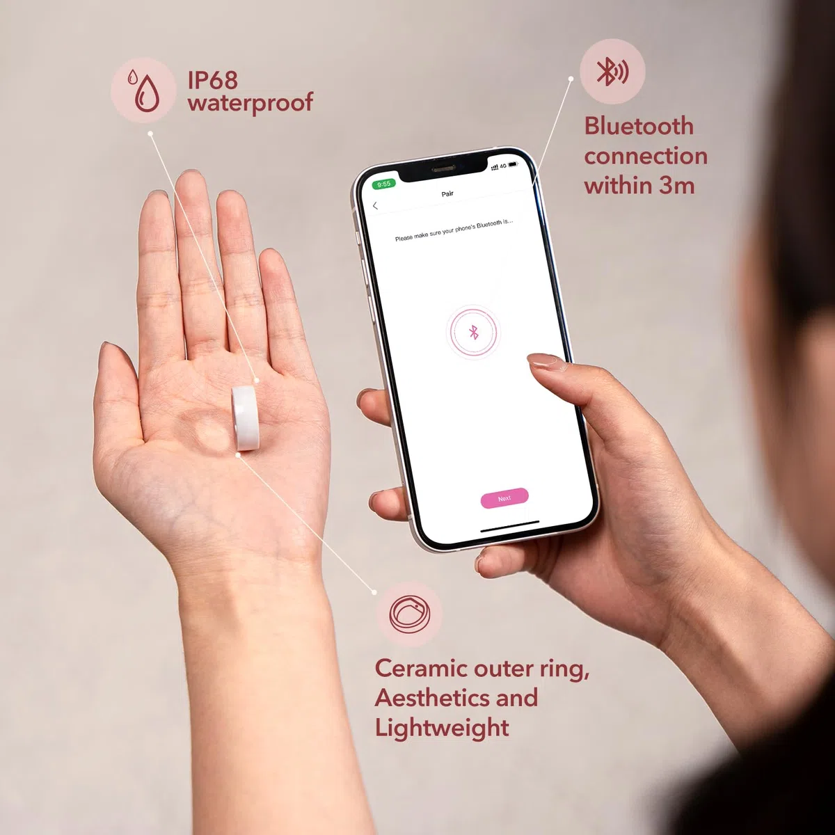 Femometer Anillo Inteligente Seguimiento Fertilidad Ovulación Sensor Temperatura Sincronización Automática Talla 8