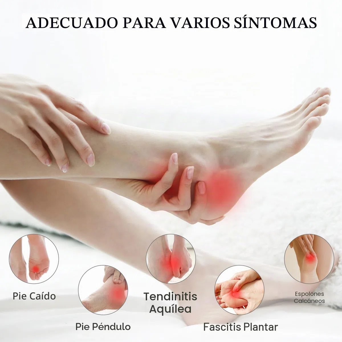 Versión mejorada férula nocturna para fascitis plantar ajustable transpirable con soporte para talón y tendón de Aquiles adecuada para caída del pie espolón calcáneo dolor nocturno talla única negro