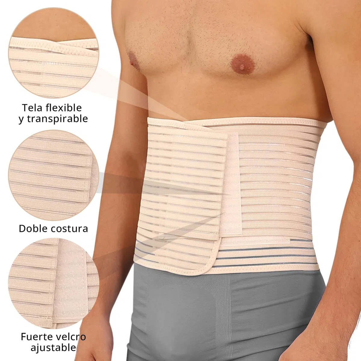 Channo Faja Lumbar Hombre y Mujer: Soporte de Espalda Columna y Alivio Dolor para Lesiones Trabajo Carga de Peso - Cinturón para Lumbares con Velcro Ajuste Doble y Varillas (Pack de 1 Vison XL)