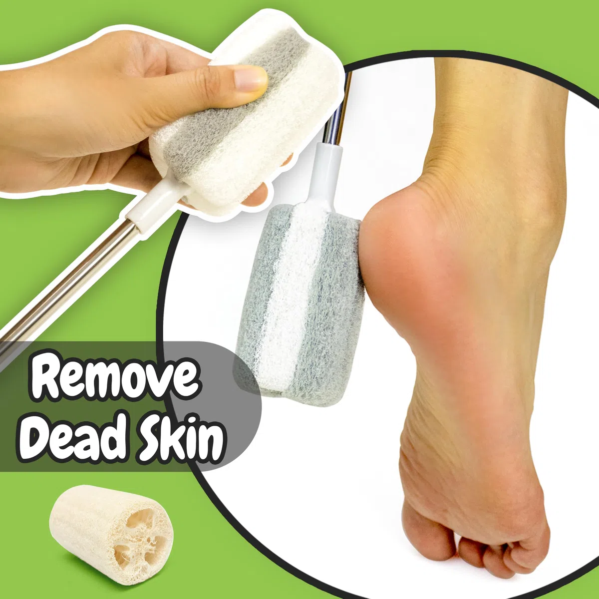 3-in-1 Cepillo para los pies con estilo largo, cepillo de limpieza con hendidura de los dedos, cepillo de baño con estilo largo, para Ancianos, mujeres embarazadas, discapacitados, etc.