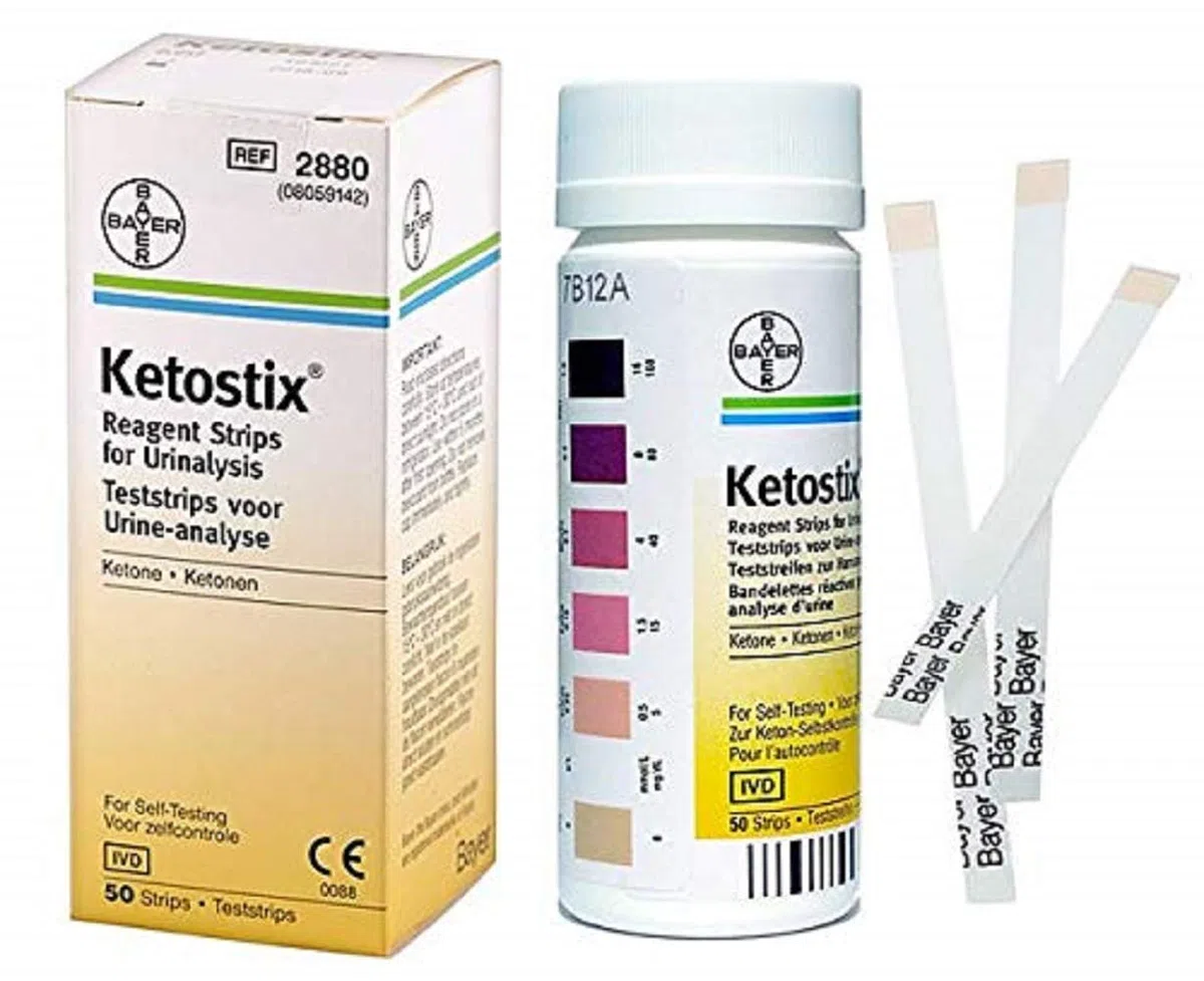 Tiras reactivas Ketostix, tiras reactivas Ketostix (1 caja, 50 cada uno)