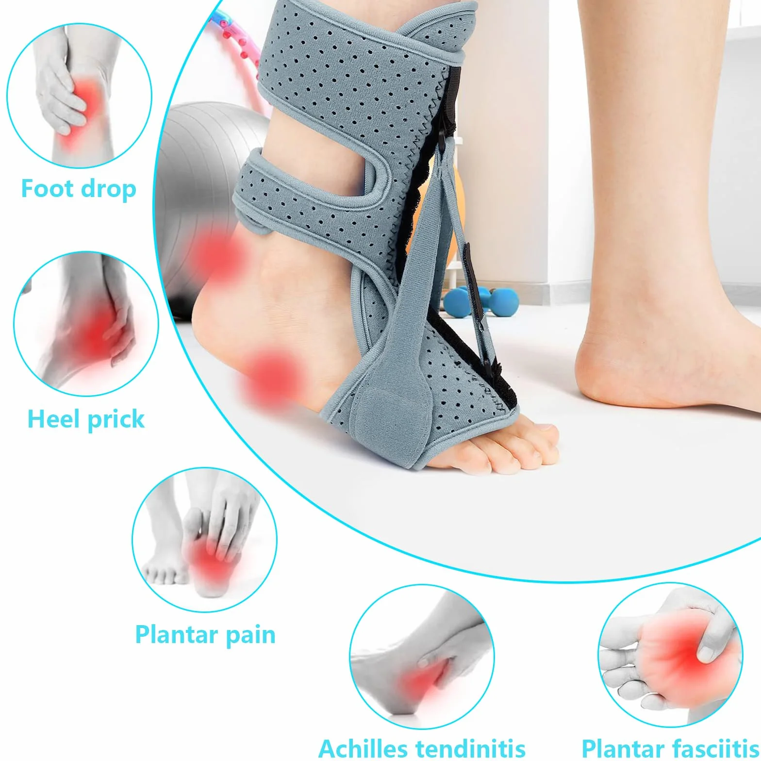 FéRula Nocturna Para Fascitis Plantar Correas Ajustables Fascitis Plantar FéRula Nocturna TalóN Alivio Del Dolor Alivio Del Dolor Tendinitis De Aquiles Vendaje (Gris)
