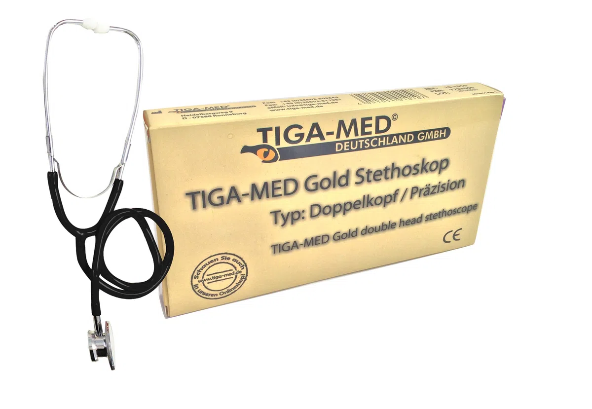 Tiga Pro 1 K 1 - Tensiómetro de brazo y estetoscopio de doble cabezal, color negro