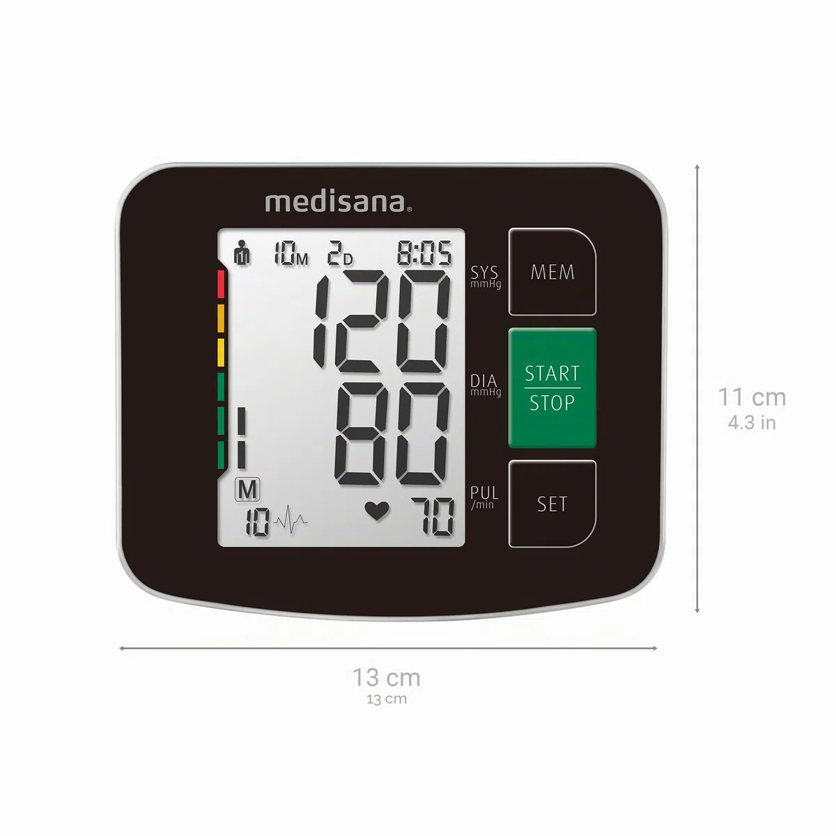 Medisana BU 516 Tensiómetro de brazo, medición precisa de la presión arterial y el pulso con función de memoria, escala de semáforo, función de visualización de latidos irregulares, Color Negro