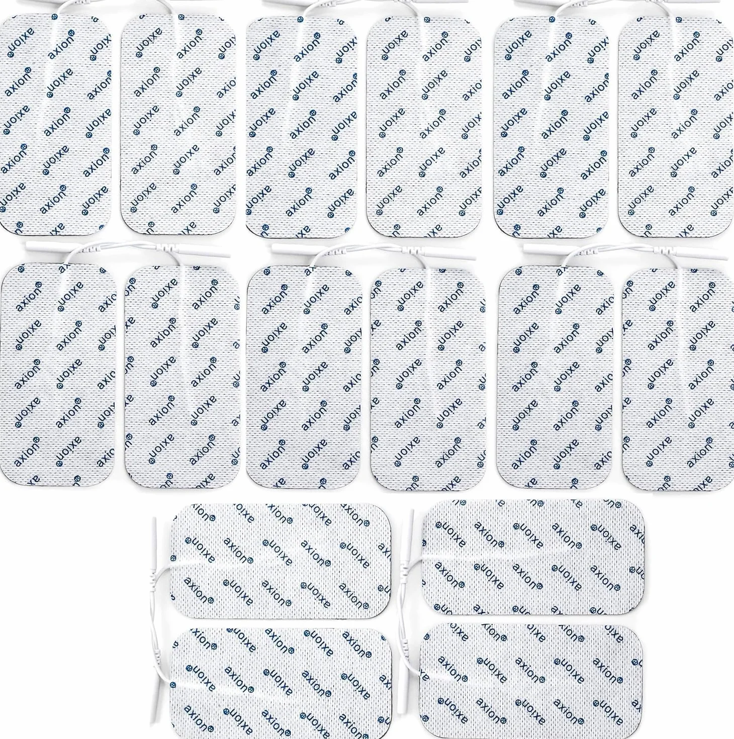 16 electrodos axion de 10x5 cm | Parches de recambio para electroestimulador TENS y/o EMS reusables y autoadhesivos con conector pin de 2 mm