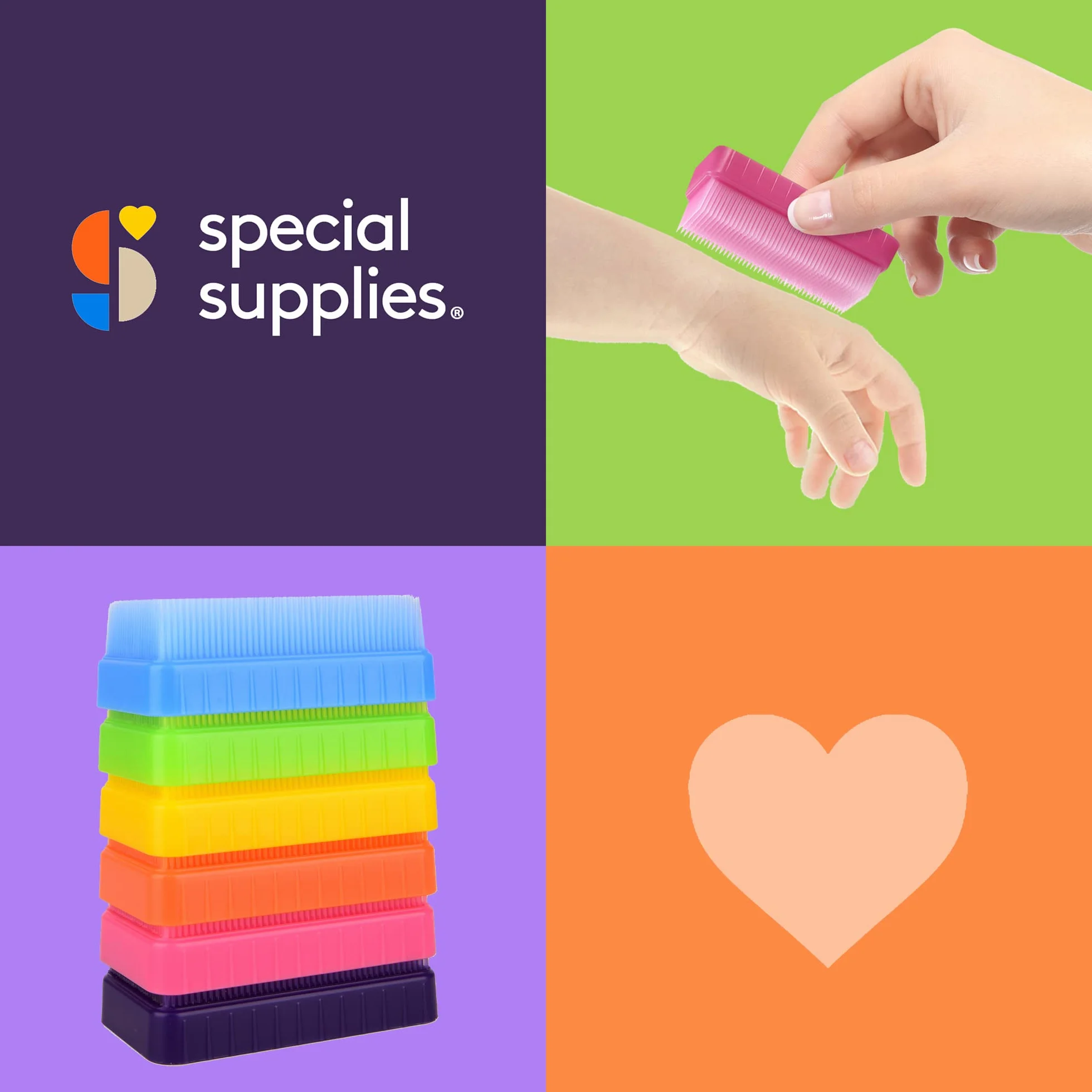 Special Supplies Cepillo sensorial para terapia terapéutica para cepillado ocupacional y sensorial, herramientas estimulantes y calmantes para niños y adultos, cerdas suaves y flexibles, sin látex