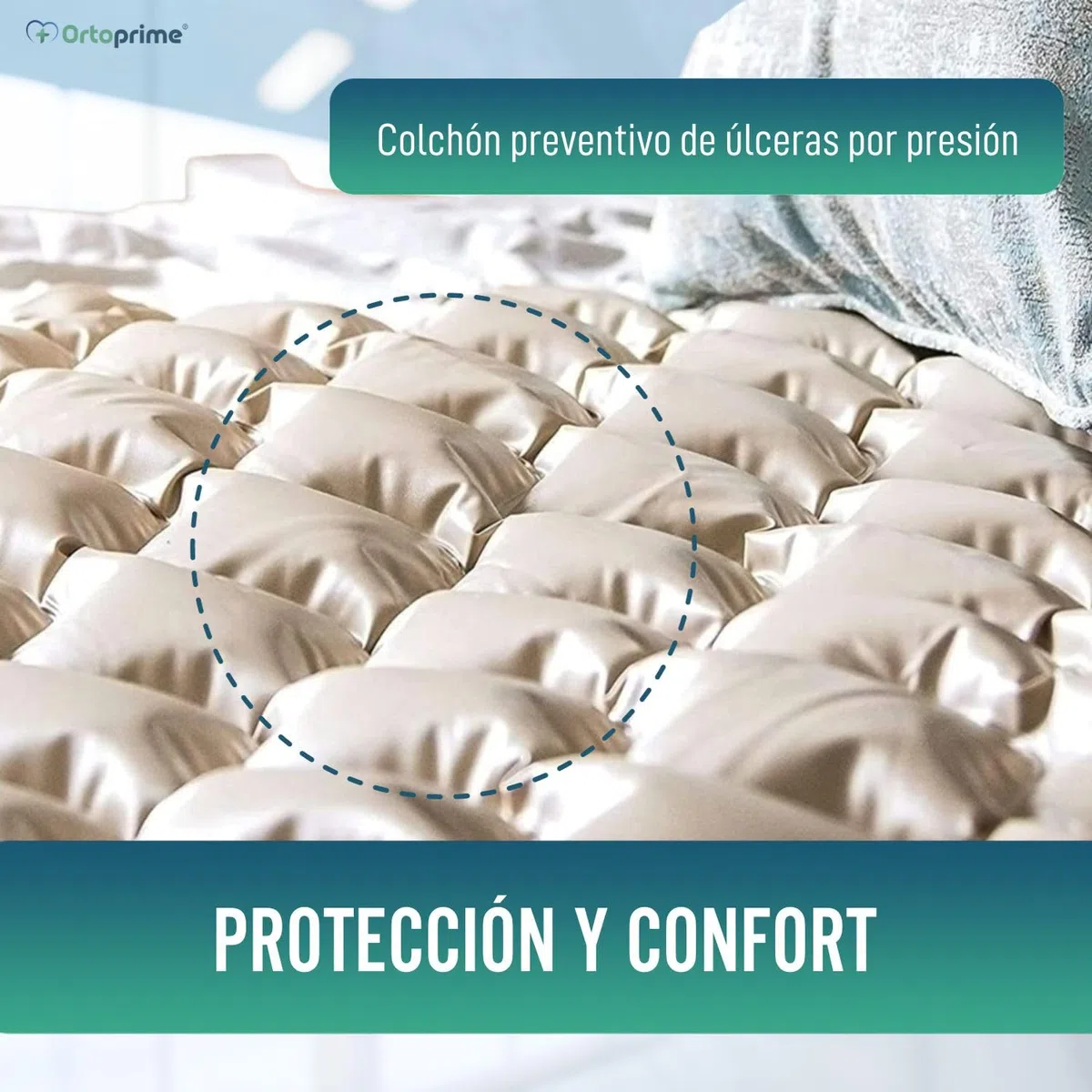 OrtoPrime Colchón Antiescaras Celdas Aire Alternante con Compresor Silence Confort Incluido - Colchones Antiescara - Colchón Anti úlceras escaras para Cama - colchon para Escaras 200x90x7cm