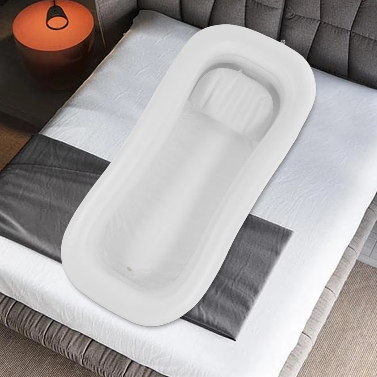 Juego de bañera de ducha inflable médica, sistema de ducha portátil junto a la cama con bomba, ayuda de baño simple en la cama para discapacitados/personas mayores (220 x 100 cm)
