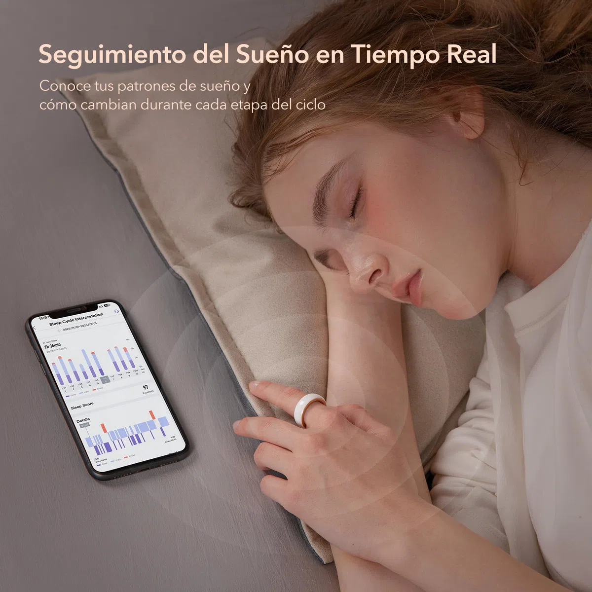 Femometer Anillo Inteligente Seguimiento Fertilidad Ovulación Sensor Temperatura Sincronización Automática Talla 8