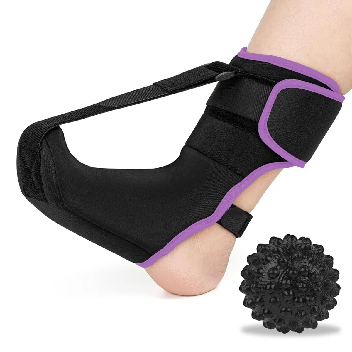 Férula Nocturna Fascitis Plantar Brazalete de Noche Ajustable Transpirable Ferula Fascitis Plantar con Bola de Masaje Puntiaguda para Pies Planos Tendinitis de Aquiles