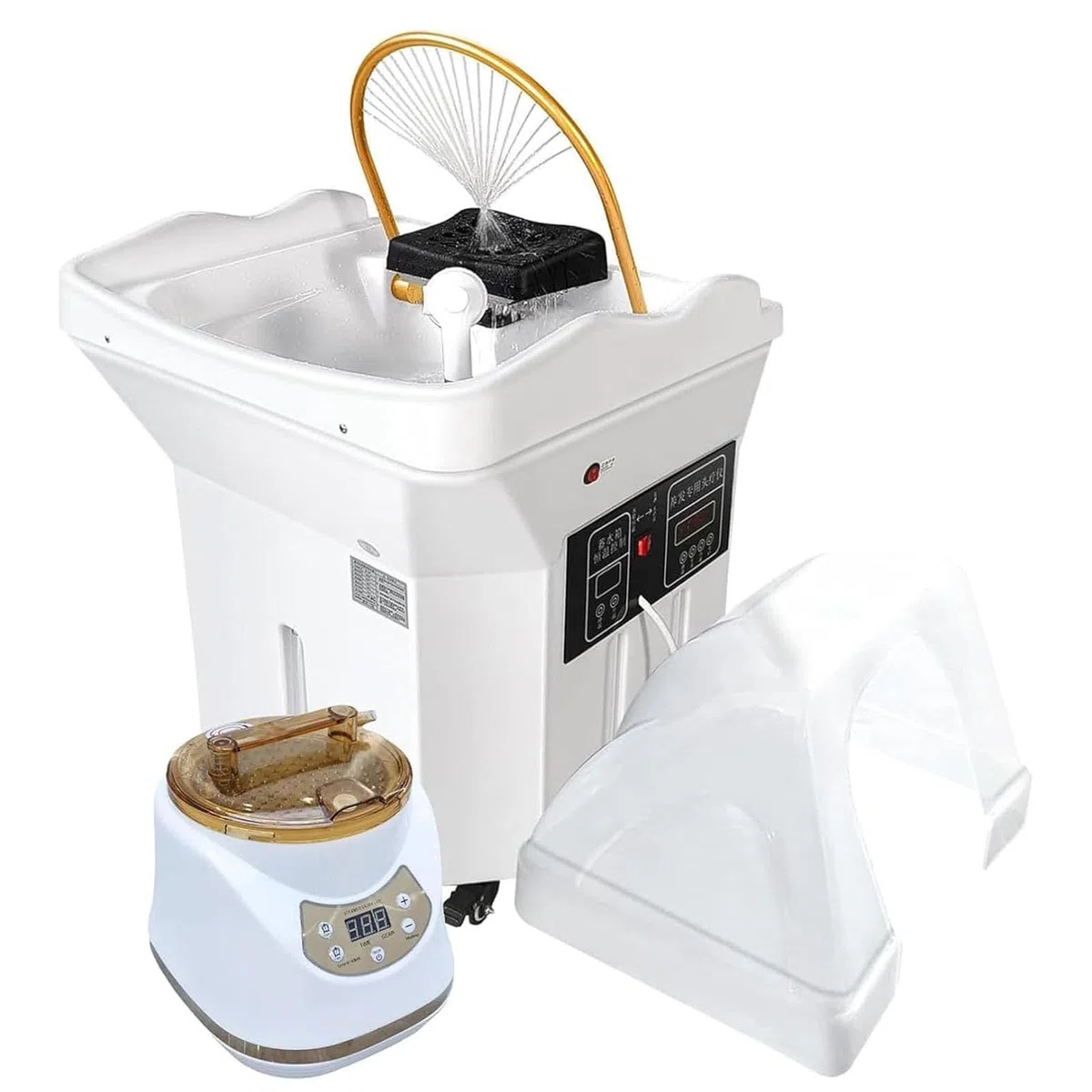 Cuenco de champú para peluquería, equipo de spa para la cabeza, con depósito de almacenamiento de agua de 60 L, doble control de circulación de agua, para salones y spas mesa de masaje