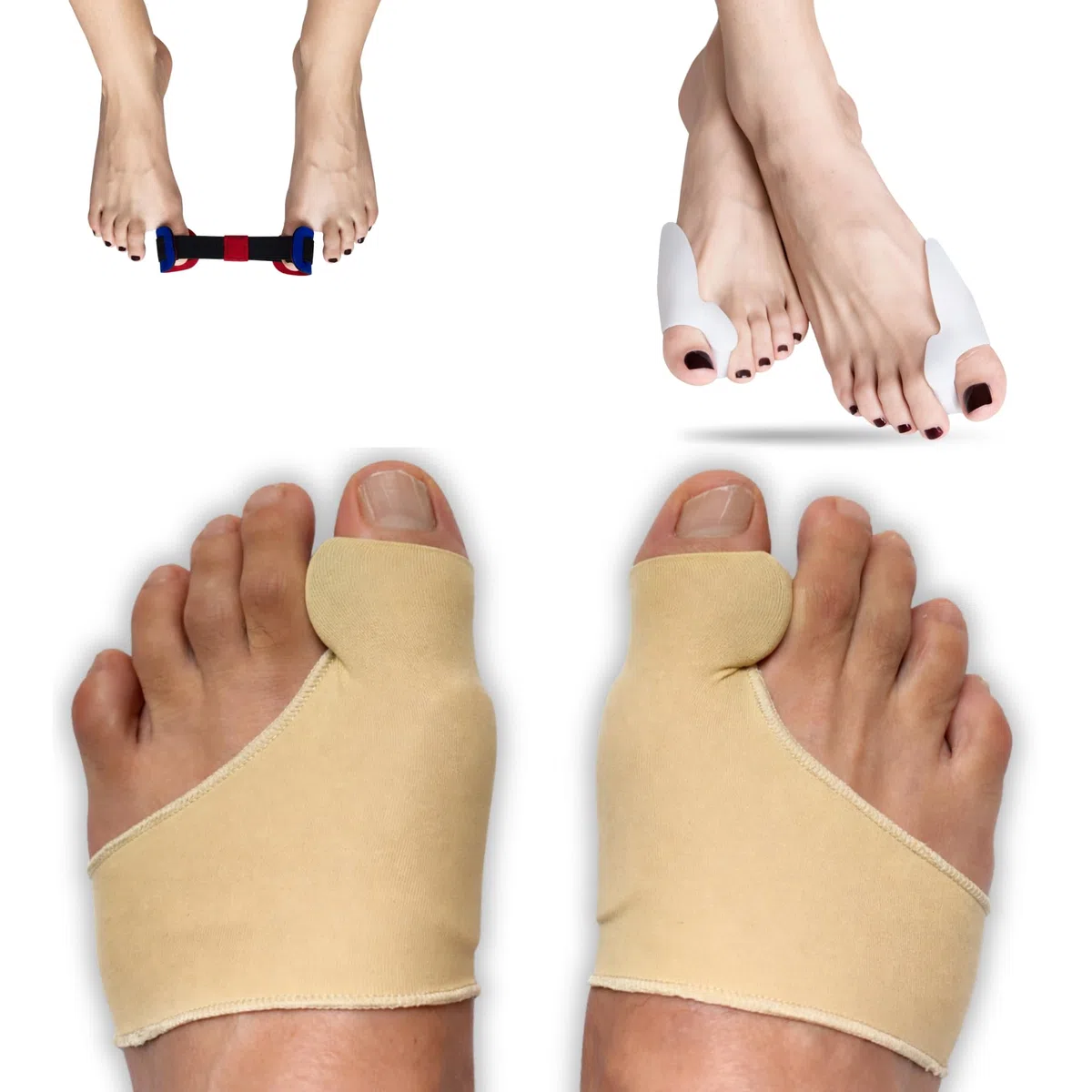 Corrector de Juanetes con Separador de Dedos para Uso Diario – Protector Hallux Valgus con Calzado, Alivio de Rozaduras y Presión, Kit Completo Hombre y Mujer – 0% BPA