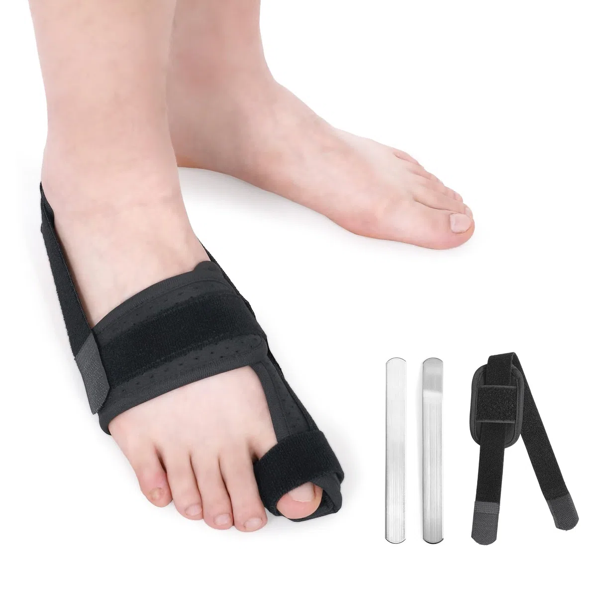 Fanwer Férula Dedo Pie para Fractura o Recuperación del Dedo Gordo - Con 2 Placas Metálicas Ajustables para Mujer y Hombre (Derecho)