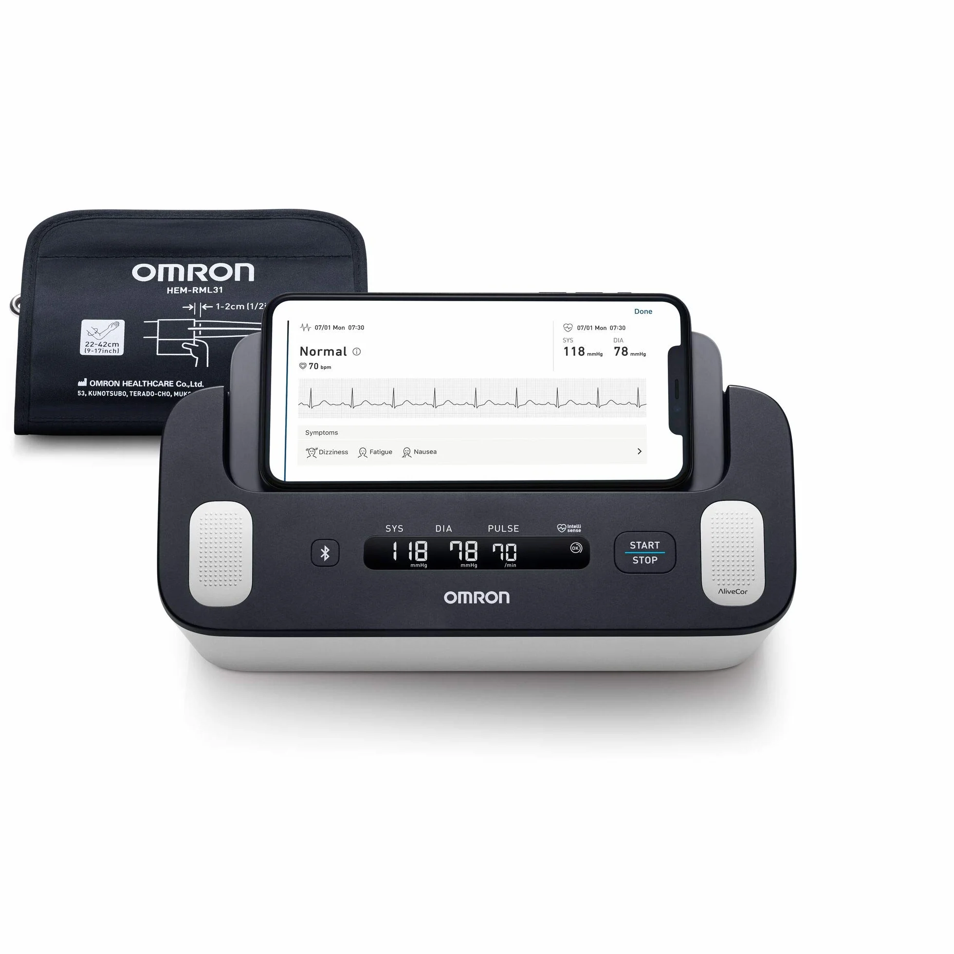 OMRON Tensiómetro de Brazo Inteligente, Medidor de Tensión Arterial y ECG