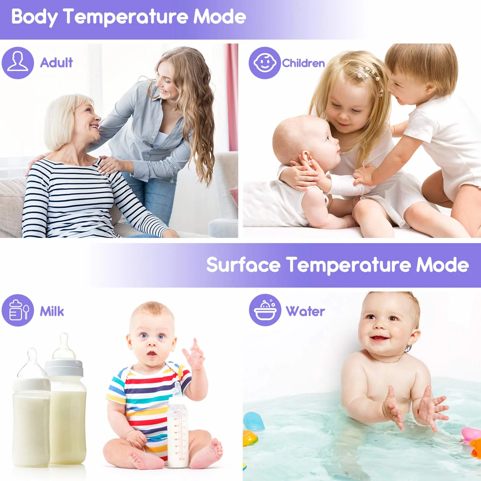 Termometro Digital Frente, KKmier Termometro Digital Bebe sin Contacto con Pantalla LCD, Termómetro de frente y oído para Bebé, Adultos, Hospital, ℃ y ℉ Conmutable con Alarma de Fiebre