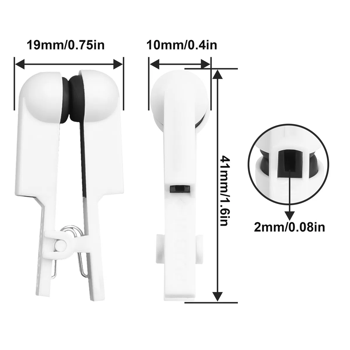 Pack 4 Electrodos Silicona Conductora, Clip Oreja 2mm y Conector 2.0mm, para Sueño, Recuperación Muscular y Relajación (Blanco, Clip para la oreja de doble cara)