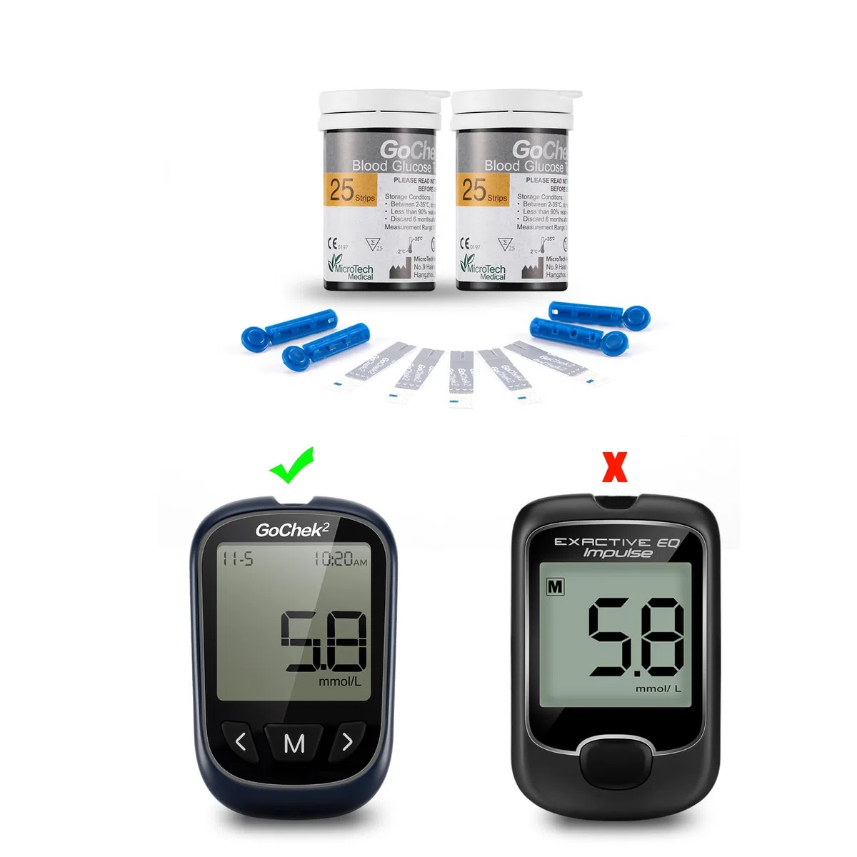 GoChek2 50 tiras de prueba y 50 lancetas